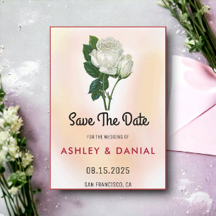 Convite Casamento floral floral de sangue branco Salve a d