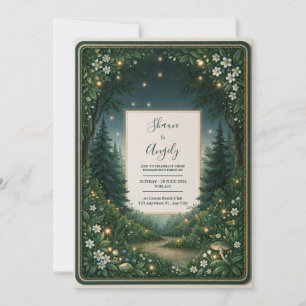 Convite Casamento Floral Floresta com Moldura de Luzes