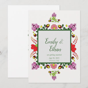 Convite Casamento Floral Folclórico Personalizado & Design