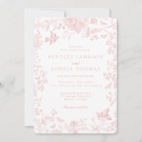 Casamento Floral Francês De Jouy Toile Rosa