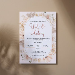 Convite Casamento Floral Fronteira Boho Pampas Grama