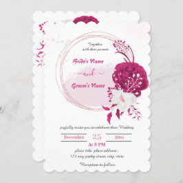 Convite casamento floral fuchsia e branco