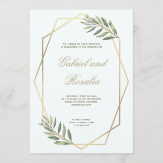 Convite Casamento Floral Geométrico Bordado a Branco e Dou