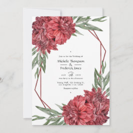 Convite Casamento Floral Geométrico Burgundy e Branco
