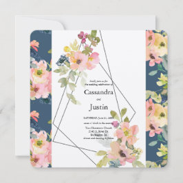 Convite Casamento Floral Geométrico da Moda