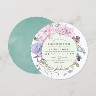 Convite Casamento Floral Geométrico Rosa e Menta