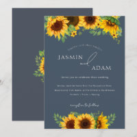 Casamento Floral Girassol Boho Azul Ardósia