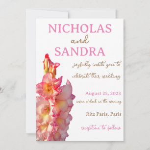 Convite Casamento Floral Gladiolus Rosa