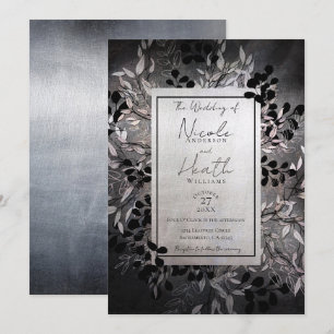 Convite Casamento Floral Glamour Moody Opalescente Perolad