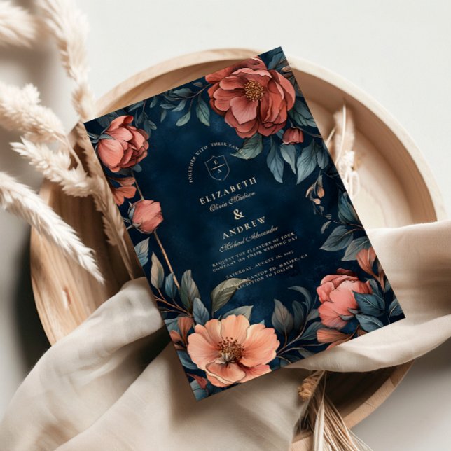 Convite Casamento Floral Gothic Moody (Criador carregado)