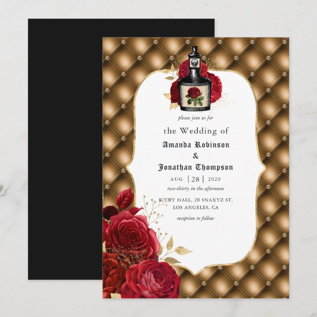 Convite Casamento Floral Gótico (Frente/Verso)
