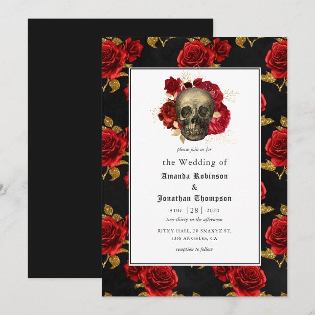 Convite Casamento Floral Gótico (Frente/Verso)