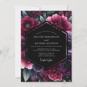 Convite Casamento Floral Gótico Ameixa