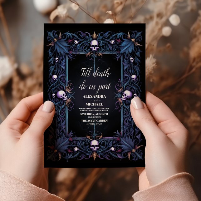 Convite Casamento Floral Gótico de Halloween (Criador carregado)
