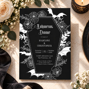 Convite Casamento Floral Gótico Escuro Jantar de Ensaios