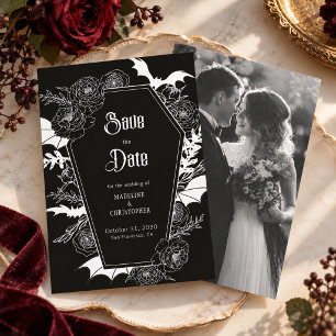 Convite Casamento Floral Gótico Foto Salve a Data