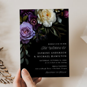 Convite Casamento Floral Gótico Mal-humorado