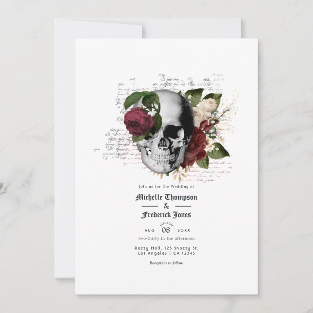 Convite Casamento Floral Gótico Outono Rustico (Frente)