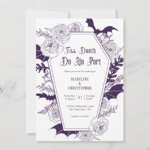 Convite Casamento Floral Gótico Roxo Elegante