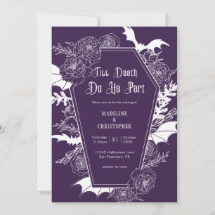 Convite Casamento Floral Gótico Roxo Sombrio