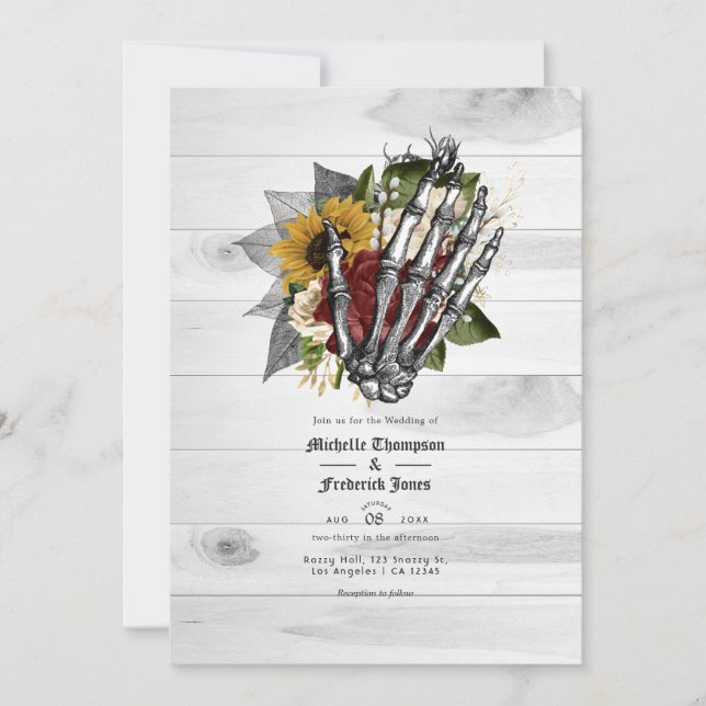 Convite Casamento Floral Gótico Rústico de Outono (Frente)