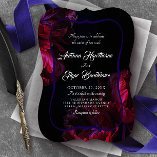 Convite Casamento Floral Gótico Temperamental