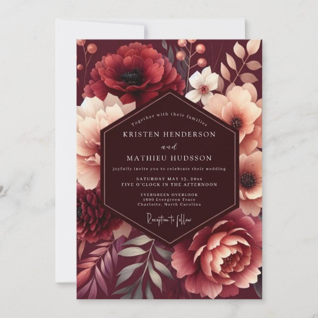 Convite Casamento Floral Granada (Frente)