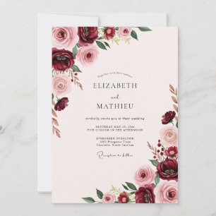 Convite Casamento Floral Grande Borgonha