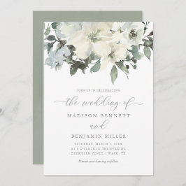 Convite Casamento Floral Greenery de Ivory Sage