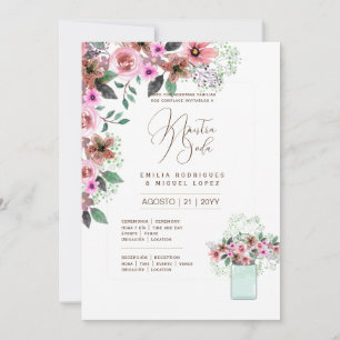 Convite Casamento Floral I da Espanol Invitación de Boda S