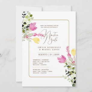Convite Casamento Floral I da Espanol Invitación de Boda S
