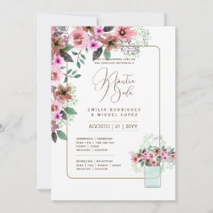 Convite Casamento Floral I da Espanol Invitación de Boda S