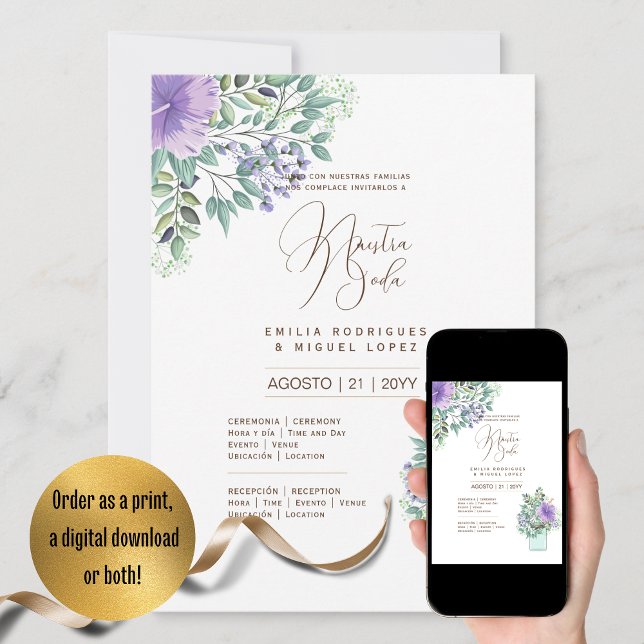 Convite Casamento Floral I da Espanol Invitación de Boda S (Criador carregado)