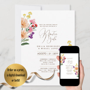 Convite Casamento Floral I da Espanol Invitación de Boda S