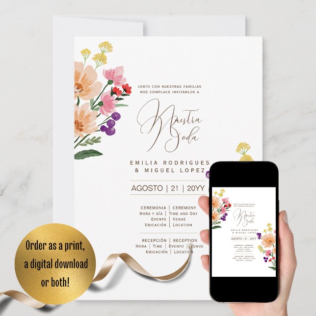 Convite Casamento Floral I da Espanol Invitación de Boda S (Criador carregado)
