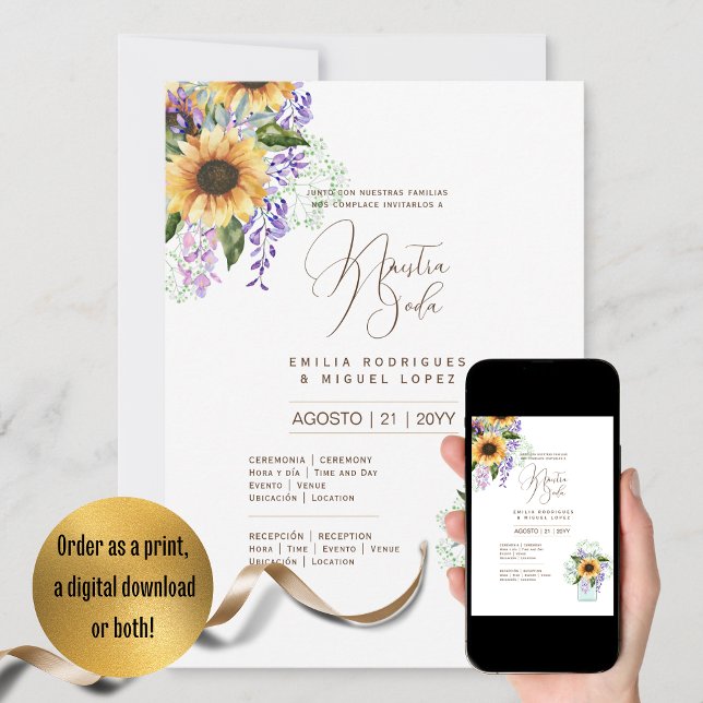 Convite Casamento Floral I da Espanol Invitación de Boda S (Criador carregado)