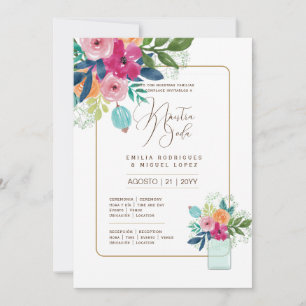 Convite Casamento Floral I da Espanol Invitación de Boda S
