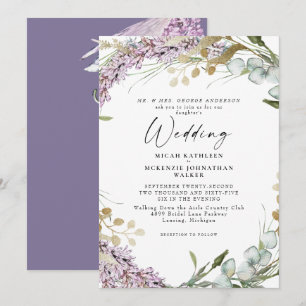 Convite Casamento Floral II da Lavanda de Aquarela Elegant