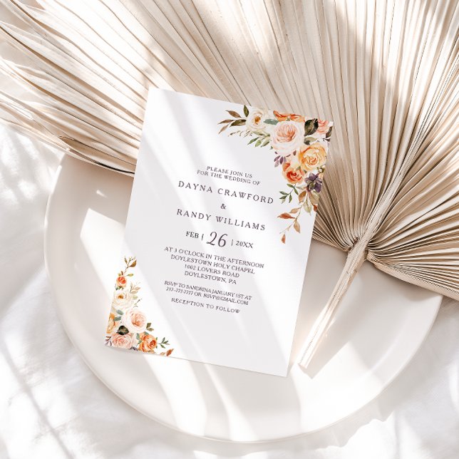 Convite Casamento Floral Ilustrado Elegante Formal (Criador carregado)