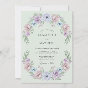 Convite Casamento Floral Imaculado em Verde Menta
