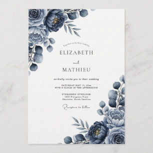 Convite Casamento Floral Índigo Mal-encarado