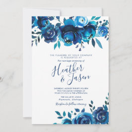 Convite Casamento Floral Indigo Mood