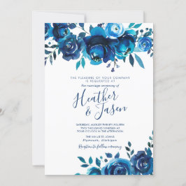 Convite Casamento Floral Indigo Mood