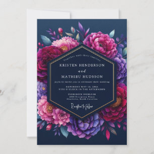 Convite Casamento Floral Indigo Tônica Joia