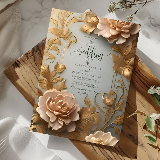 Convite Casamento floral inspirado na Luxurious Vintage (Criador carregado)