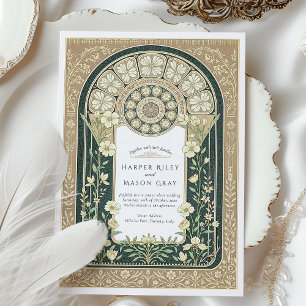 Convite Casamento Floral Intrate Art Nouveau