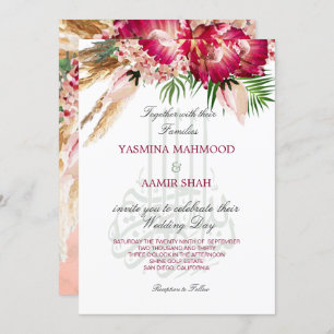 Convite Casamento Floral Islâmico do Bismillah Pampas Prot