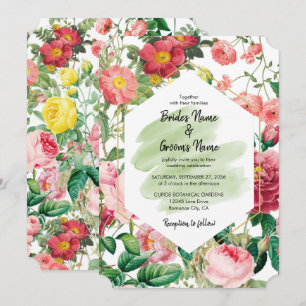 Convite Casamento Floral Jardim, Aquarela & Geométrico