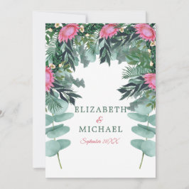 Convite Casamento Floral Judaico Chuppah Eucalyptus Protea