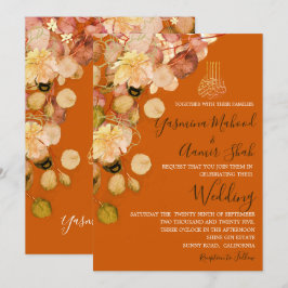 Convite Casamento Floral Laranja Queimado pelo Bismillah I